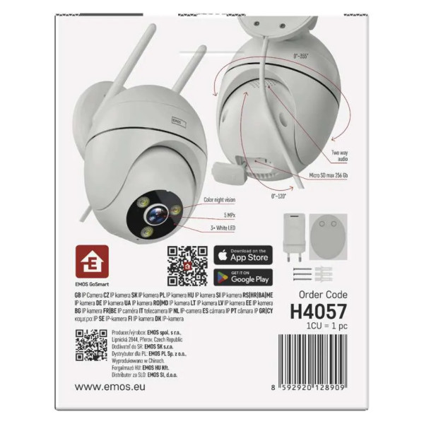Фото - IP-камера EMOS H4057 Go Smart наружная с Wi-Fi, питание 5V/1A, белая