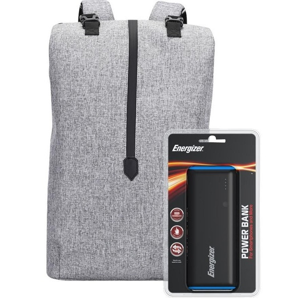 Фото - Рюкзак для ноутбука Energizer EPB004 Grey + Powerbank UE10007 Black