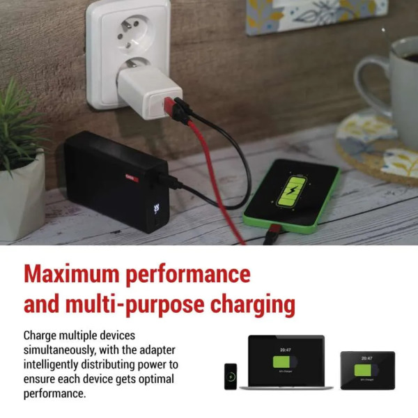 Фото - Сетевое зарядное устройство EMOS V04G45 1xUSB-A, 1xUB-C 20W 220V PD (V04G45)