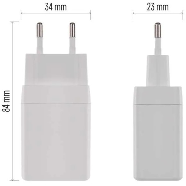 Фото - Сетевое зарядное устройство EMOS V04G45 1xUSB-A, 1xUB-C 20W 220V PD (V04G45)