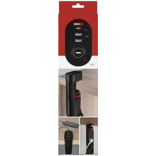 Фото - Сетевой фильтр EMOS P1321PD 3 розетки 1.5 м 2xUSB-A+1 USB-C