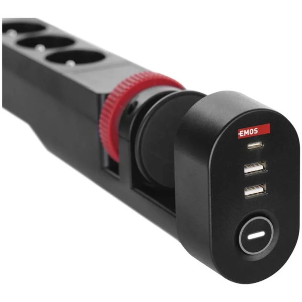 Фото - Сетевой фильтр EMOS P1321PD 3 розетки 1.5 м 2xUSB-A+1 USB-C