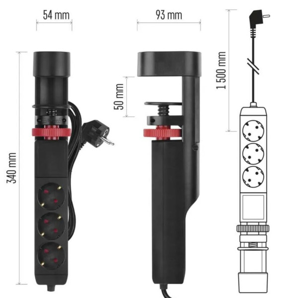 Фото - Сетевой фильтр EMOS P1321PD 3 розетки 1.5 м 2xUSB-A+1 USB-C