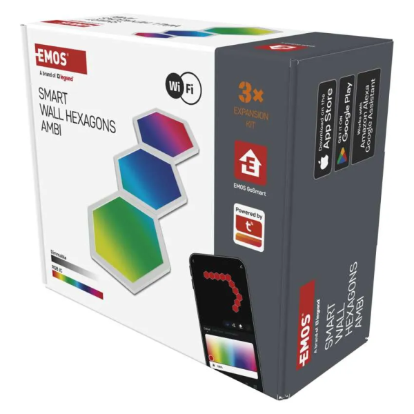 Фото - Светодиодный светильник EMOS ZIW223R HEXAGON 3 части, 1.8 Вт, RGBIC, WIFI