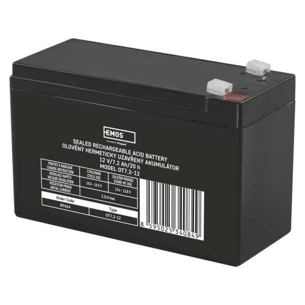 Фото - Аккумулятор для ИБП EMOS B9654, AGM, 12V, 7,2Ah, fast 4,7mm