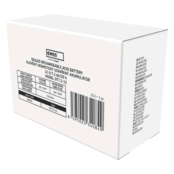 Фото - Аккумулятор для ИБП EMOS B9654, AGM, 12V, 7,2Ah, fast 4,7mm