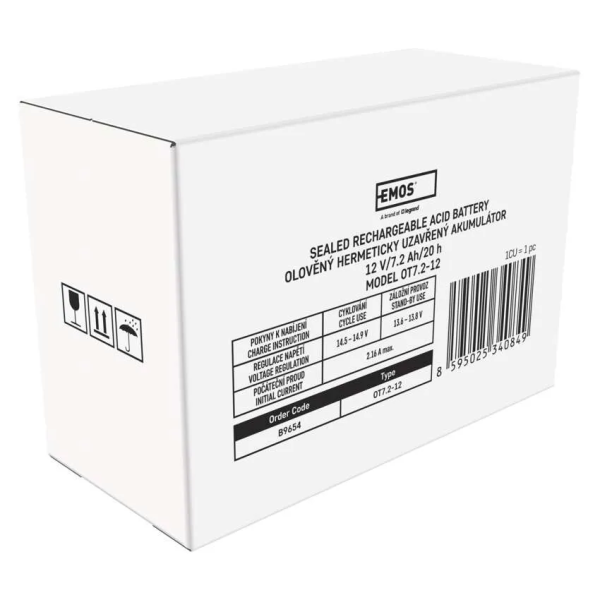 Фото - Аккумулятор для ИБП EMOS B9654, AGM, 12V, 7,2Ah, fast 4,7mm