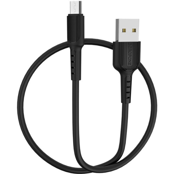 Фото - Кабель синхронизации данных BOROFONE BX16 USB to Micro 2A, 1m Black (6957531099499)