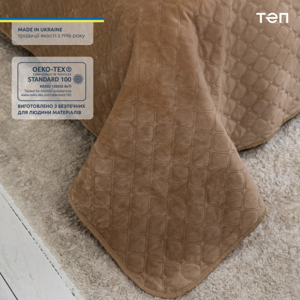 Фото - Покрывало полуторное ТЕП Velour 150х210 см Золотой беж/Ромб круглый (4-00515_22470)