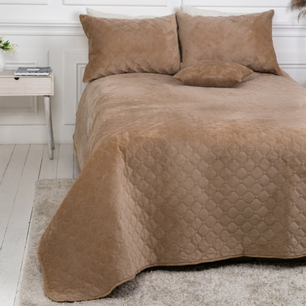 Фото - Покрывало полуторное ТЕП Velour 150х210 см Золотой беж/Ромб круглый (4-00515_22470)