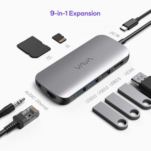 Фото - Хаб USB VAVA USB-C Hub 9-in-1 Adapter Power Delivery (VA-UC006)