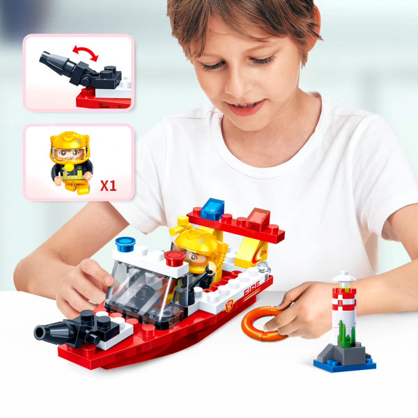 Фото - Пластиковый конструктор Banbao ''Пожарные'' (62 эл.) Пожарная лодка (7119)