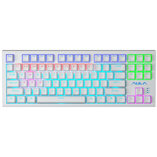 Фото - Клавиатура проводная Aula F3032 White keycaps, plus 21 Yellow keys KRGD Red EN/UA (6948391204680)
