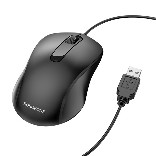 Фото - Мышь проводная BOROFONE BG4 Business wired mouse Black (6974443382976)