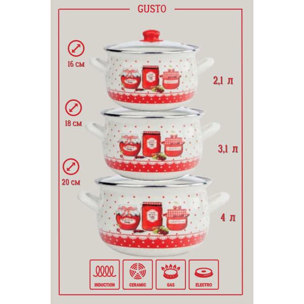 Фото - Набор посуды Gusto GT-T-3-S