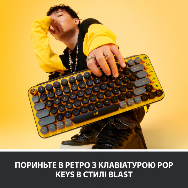 Фото - Клавиатура беспроводная Logitech POP Keys Wireless Mechanical Keyboard With Emoji Keys Blast Yellow (920-010735)
