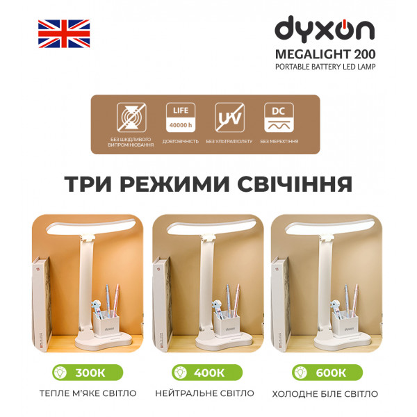 Фото - Настольная лампа Dyxon MEGALIGHT 200 White (DXNLMGLGT200W)