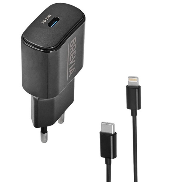 Фото - Сетевое зарядное устройство Brevia ePower PD20W + Cable USB-C to Lightning 1m (45020CLB)