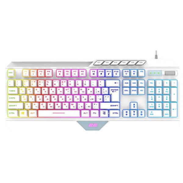 Фото - Клавиатура проводная игровая 2E KG315 RGB USB White Ukr (2E-KG315UWT)