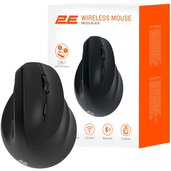 Фото - Уценка - Мышь беспроводная 2E MF325 Silent, WL/BT Black (2E-MF325WBK)