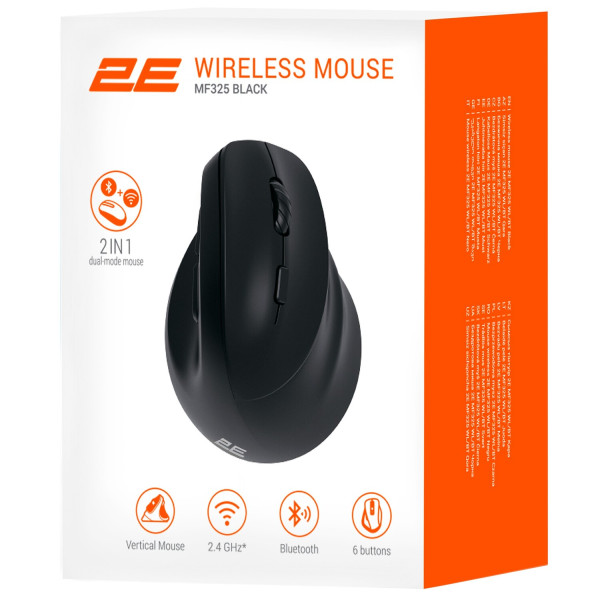 Фото - Уценка - Мышь беспроводная 2E MF325 Silent, WL/BT Black (2E-MF325WBK)