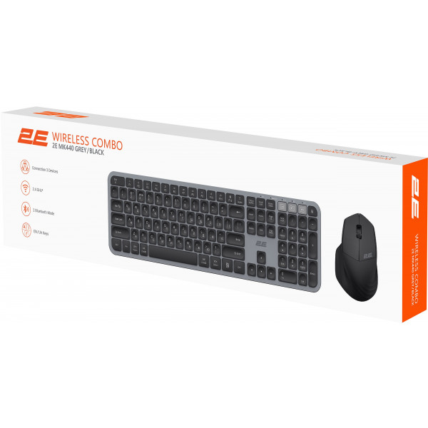 Фото - Клавиатура+мышь беспроводная 2E MK440 WL/BT EN/UK Gray/Black (2E-MK440WBGR_UA)