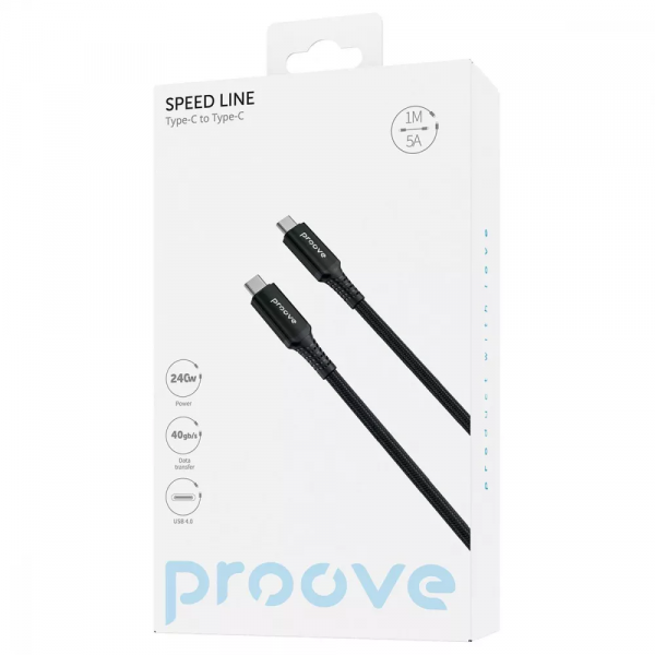 Фото - Кабель синхронизации данных Proove Speed Line Type-C to Type С 240W USB 4.0 1m Black (CCSL60002201)