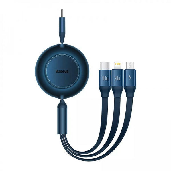 Фото - Кабель Baseus Bright Mirror 2 Series 3-in-1 Micro USB+Lightning+Type-C 100W 1.1 m Blue (CAMJ010203)