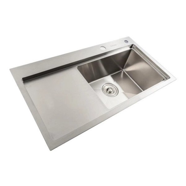 Фото - Мойка кухонная Platinum 78x43 R Handmade (два отверстия, круглый сифон 3,0/0,8)