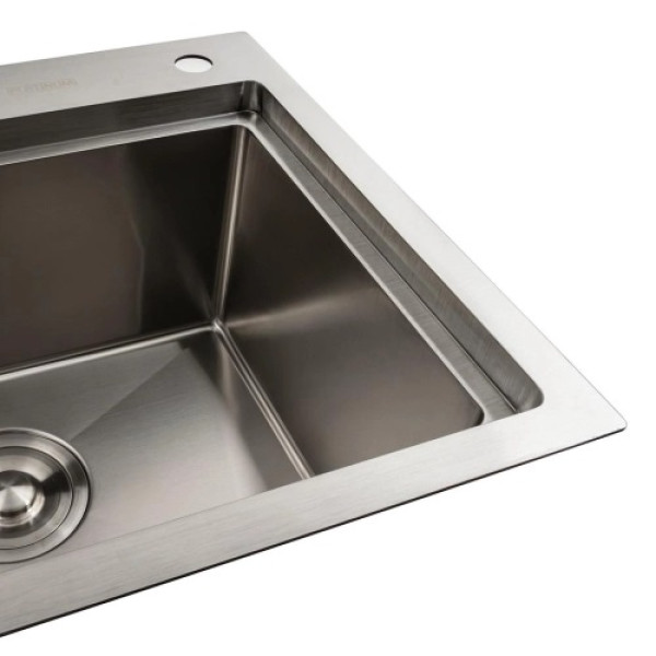 Фото - Мойка кухонная Platinum 78x43 R Handmade (два отверстия, круглый сифон 3,0/0,8)