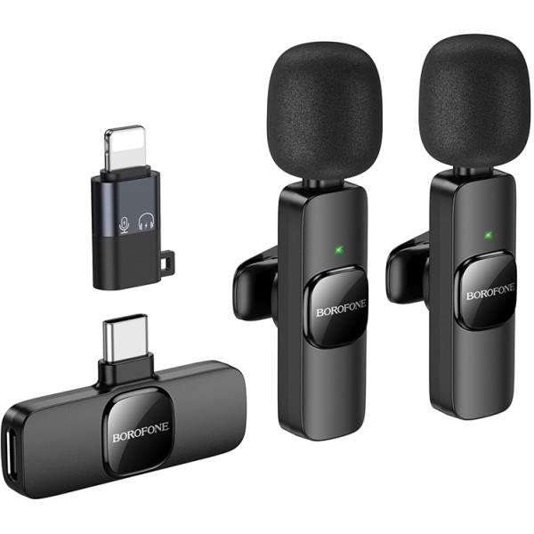 Фото - Микрофон для смартфона BOROFONE BFK15 Dual-mic lavalier wireless digital microphone Black (6941991117107)