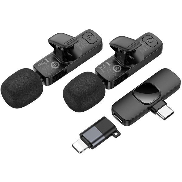 Фото - Микрофон для смартфона BOROFONE BFK15 Dual-mic lavalier wireless digital microphone Black (6941991117107)