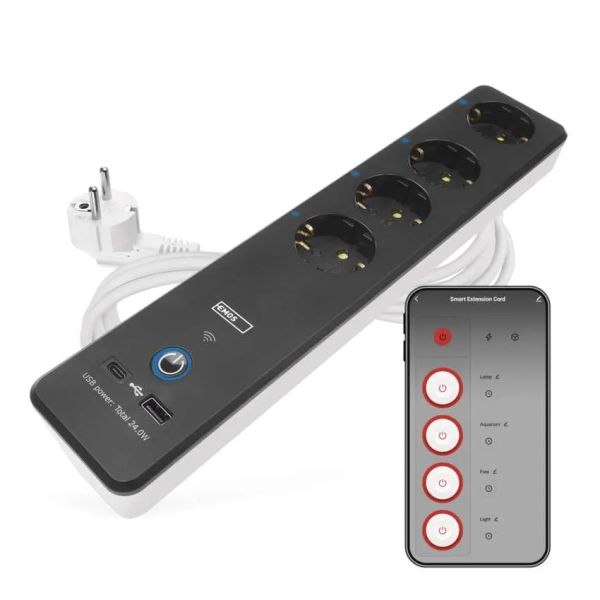 Фото - Сетевой фильтр EMOS Умный P1422SM 2 м 4 гнезда, ПВХ, USB-A, USB-C, Wi-Fi 1,5 мм2