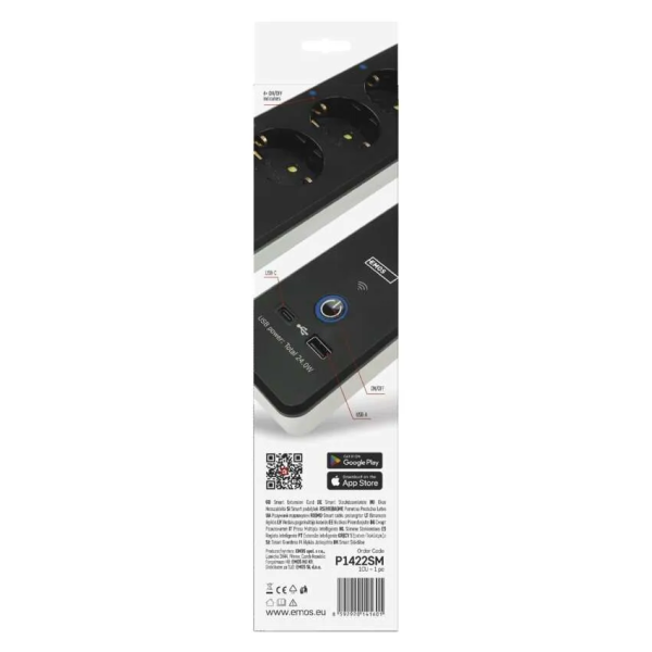 Фото - Сетевой фильтр EMOS Умный P1422SM 2 м 4 гнезда, ПВХ, USB-A, USB-C, Wi-Fi 1,5 мм2