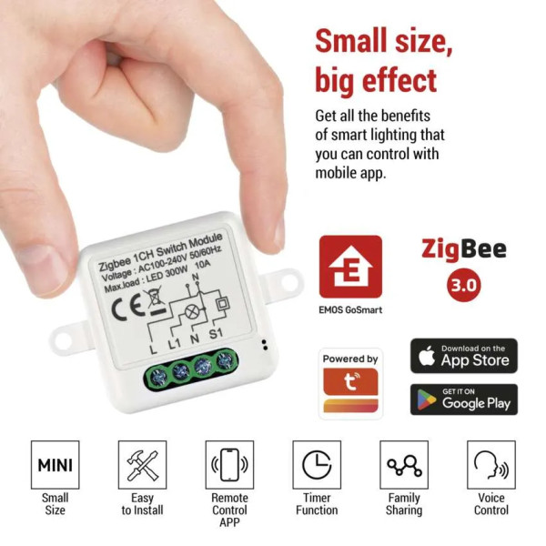 Фото - Релейный выключатель EMOS H5101 ZigBee 3.0 1-канальный