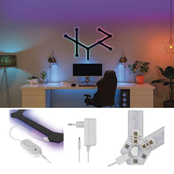 Фото - Светодиодный светильник EMOS ZIW269R LINES 9 частей, черный, 34 Вт, RGBIC, WIFI