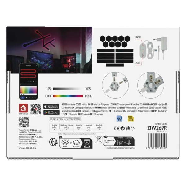 Фото - Светодиодный светильник EMOS ZIW269R LINES 9 частей, черный, 34 Вт, RGBIC, WIFI
