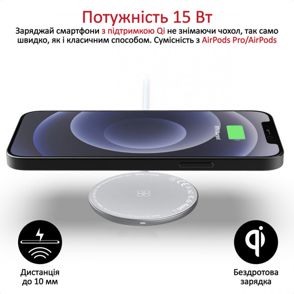 Фото - Беспроводное зарядное устройство Promate Auramag-15w.white