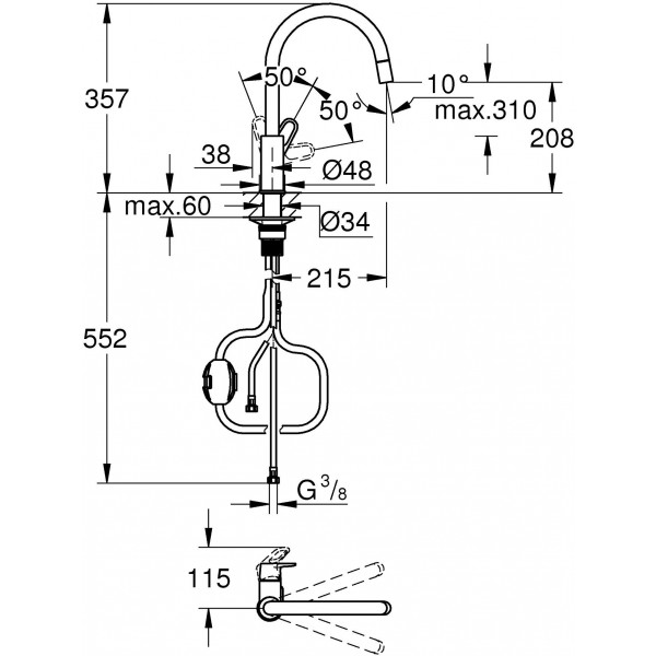 Фото - Смеситель кухонный Grohe QuickFix Start Flow (30569000)