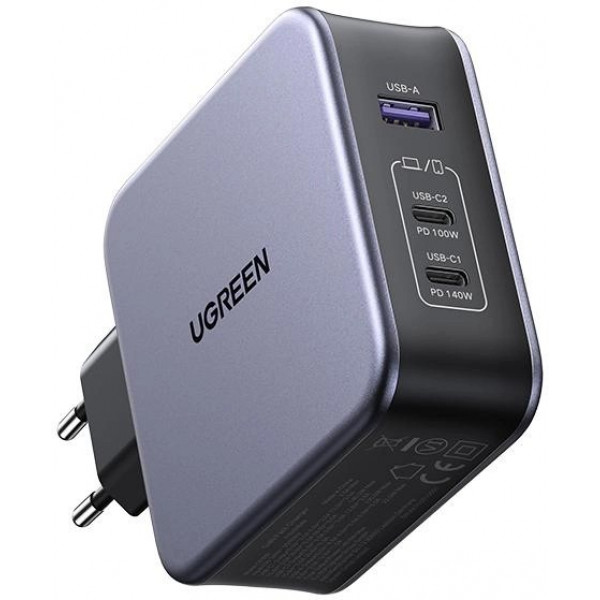 Фото - Сетевое зарядное устройство UGREEN CD289 GaN Fast Charger 140W with Cable Gray (90549)