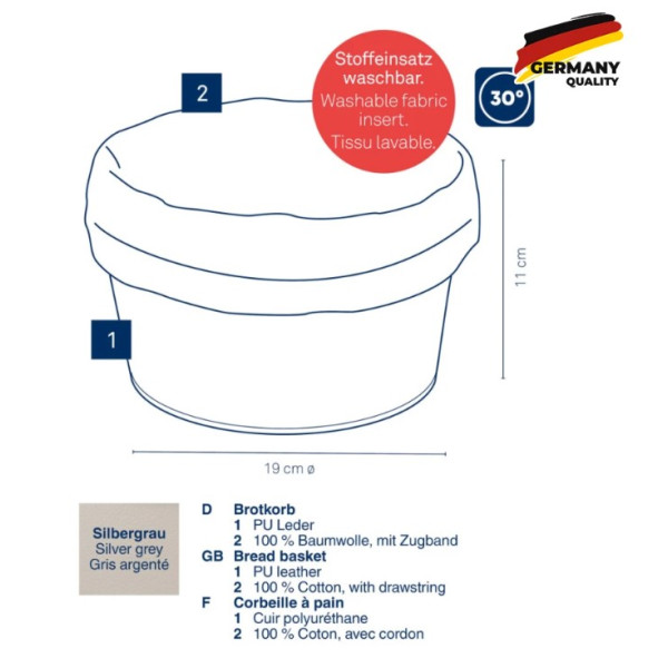 Фото - Хлебница Kela Grana 19х11 см серебристо-серая (12545)