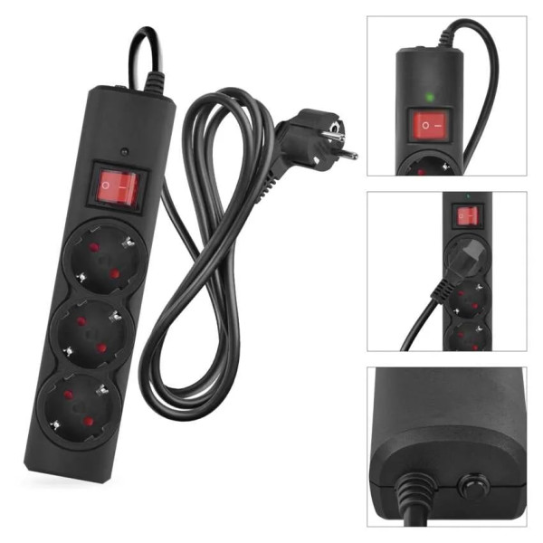 Фото - Сетевой фильтр EMOS P54214, 3 розетки, 1,5м.10A 2300Вт черный