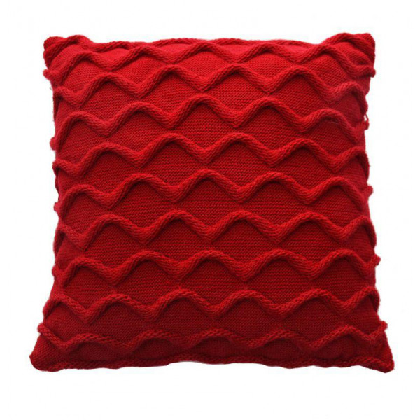 Фото - Подушка декоративная Прованс вязаная Волны красная 33х33 (027420) Фото - Подушка декоративная Прованс вязаная Волны красная 33х33 (027420)