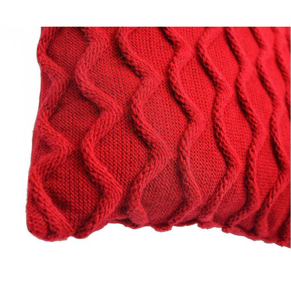 Фото - Подушка декоративная Прованс вязаная Волны красная 33х33 (027420)
