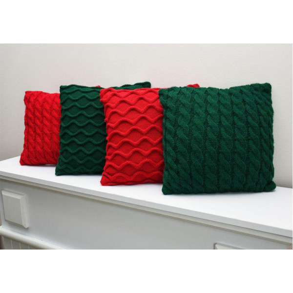 Фото - Подушка декоративная Прованс вязаная Волны красная 33х33 (027420)