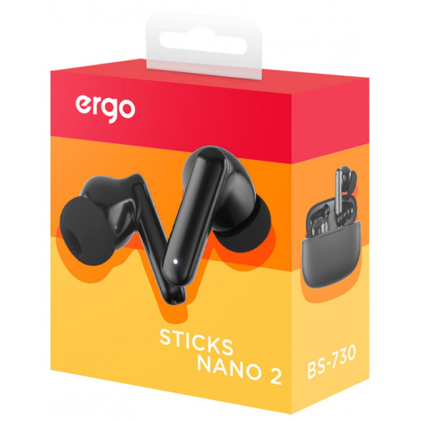 Фото - Наушники вкладыши беспроводные TWS Ergo BS-730 Sticks Nano 2 Black