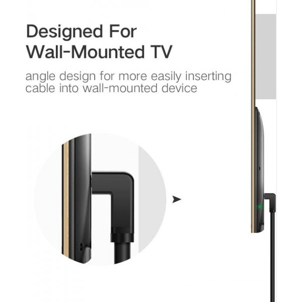 Фото - Кабель HDMI UGREEN HD103 HDMI Cable Right Angle 90 Degree 1m Black (10172)