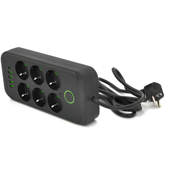 Фото - Сетевой фильтр Voltronic F06U 6р EU+4 USB+1PD 2m (31666)