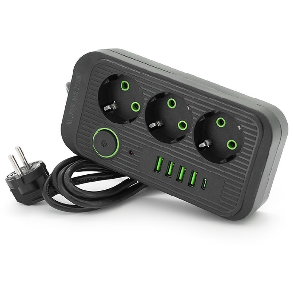 Фото - Сетевой фильтр Voltronic F09U 3р EU+4 USB+1PD 2m (31671) Фото - Сетевой фильтр Voltronic F09U 3р EU+4 USB+1PD 2m (31671)