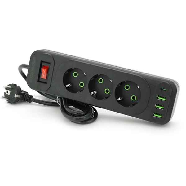 Фото - Сетевой фильтр Voltronic F23U 3р EU+3 USB+PD 2m (31688)